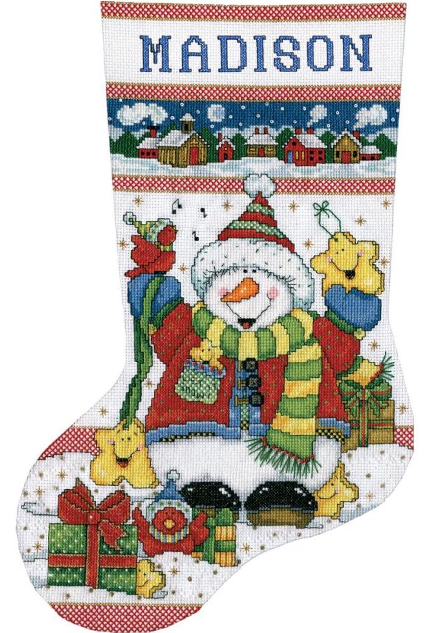 DIY Design Works Snowman Fun Christmas Counted Cross Stitch Stocking Kit 5974